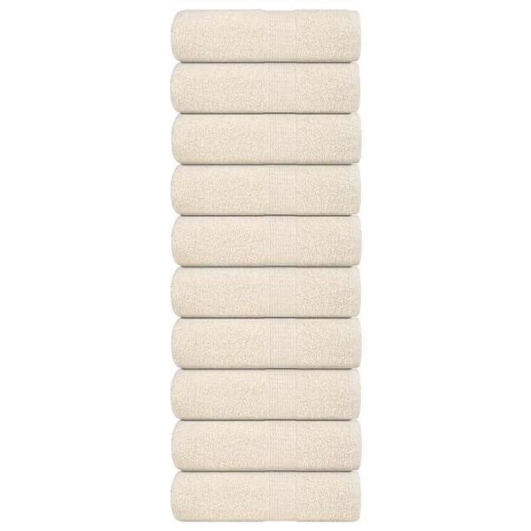 ARDEBO.de - Gästetücher 10 Stk. Creme 30x50 cm 360 g/m² 100% Baumwolle