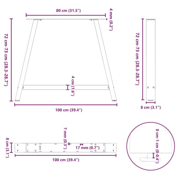 Couchtischbeine A-Form 2 Stk. Anthrazit 100x(72-73) cm Stahl