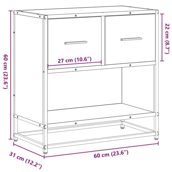 Nachttisch Schwarz 60x31x60 cm Holzwerkstoff und Metall