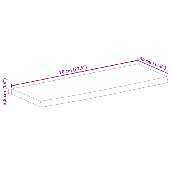 Tischplatte mit Baumkante 70x30x3,8 cm Massivholz Mango