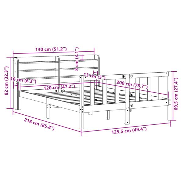Massivholzbett ohne Matratze Weiß 120x200 cm Kiefernholz