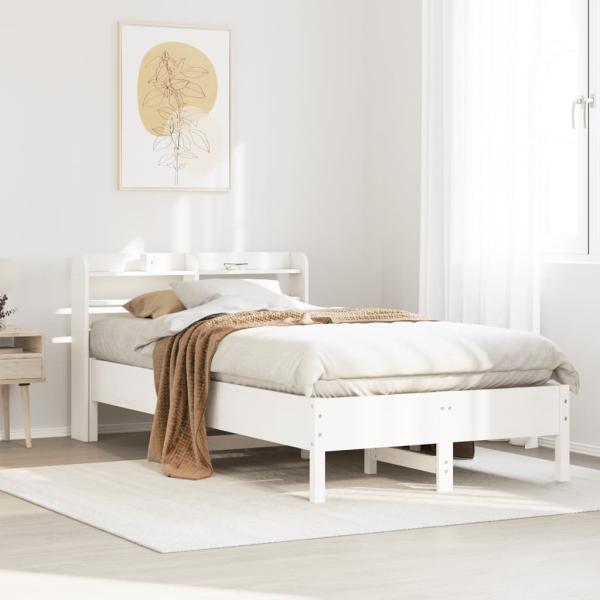 ARDEBO.de - Massivholzbett ohne Matratze Weiß 75x190 cm Kiefernholz