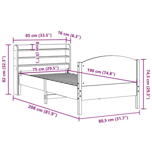 Massivholzbett ohne Matratze Weiß 75x190 cm Kiefernholz