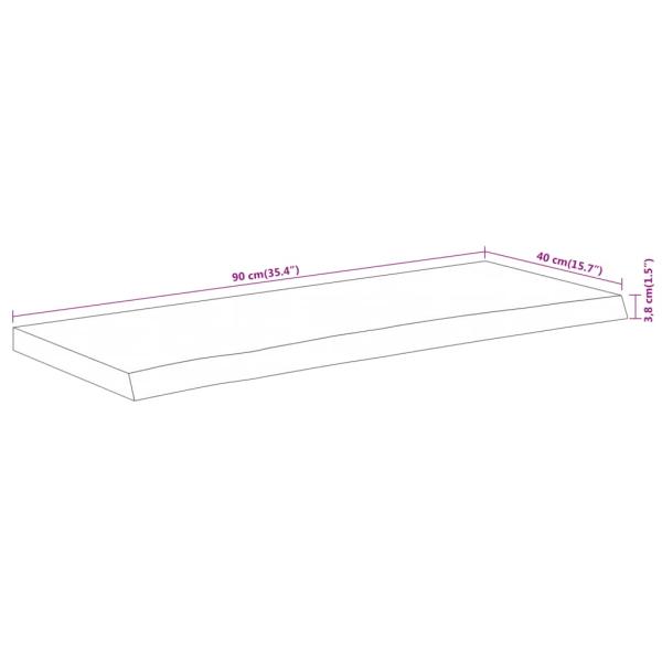 Tischplatte 90x40x3,8 cm Rechteckig Massivholz Akazie Baumkante