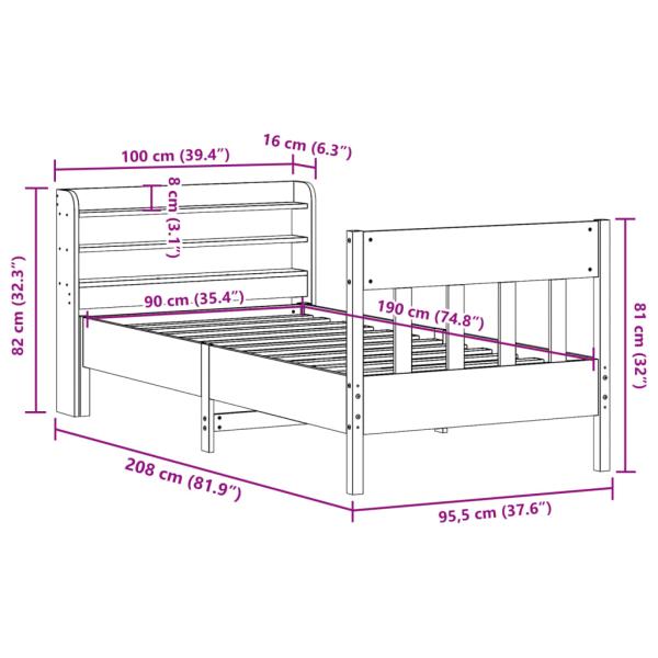 Massivholzbett ohne Matratze Weiß 90x190 cm Kiefernholz
