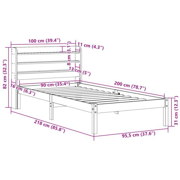 Massivholzbett ohne Matratze Weiß 90x200 cm Kiefernholz