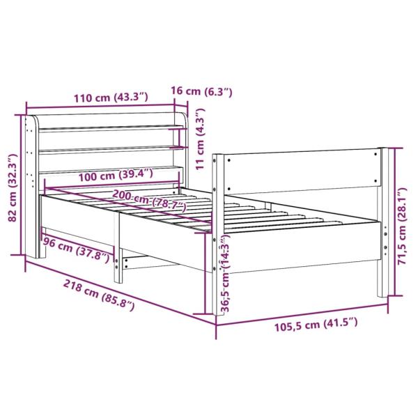 Massivholzbett ohne Matratze Weiß 100x200 cm Kiefernholz