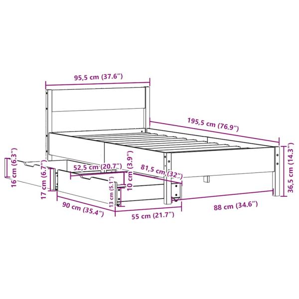 Massivholzbett ohne Matratze Weiß 90x190 cm Kiefernholz