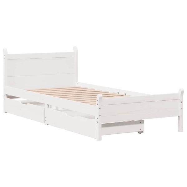 Massivholzbett ohne Matratze Weiß 75x190 cm Kiefernholz
