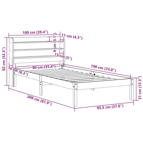 Massivholzbett ohne Matratze Weiß 90x190 cm Kiefernholz