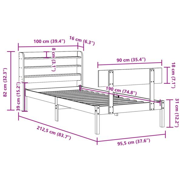 Massivholzbett ohne Matratze Weiß 90x190 cm Kiefernholz