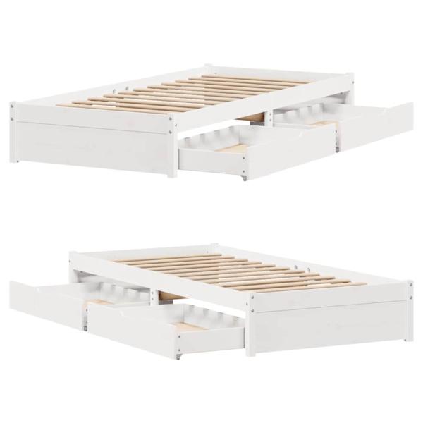 Massivholzbett ohne Matratze Weiß 90x190 cm Kiefernholz