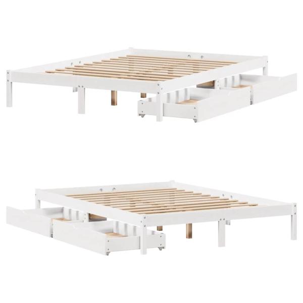 Massivholzbett ohne Matratze Weiß 140x190 cm Kiefernholz