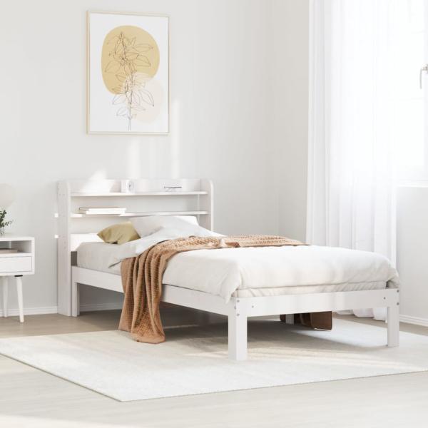 ARDEBO.de - Bettgestell mit Kopfteil ohne Matratze Weiß 90x200 cm