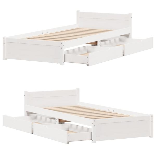 Massivholzbett ohne Matratze Weiß 90x190 cm Kiefernholz