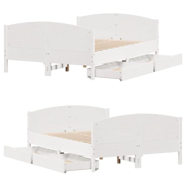 Massivholzbett ohne Matratze Weiß 135x190 cm Kiefernholz