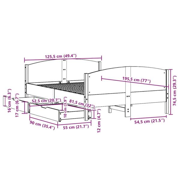 Massivholzbett ohne Matratze Weiß 120x190 cm Kiefernholz