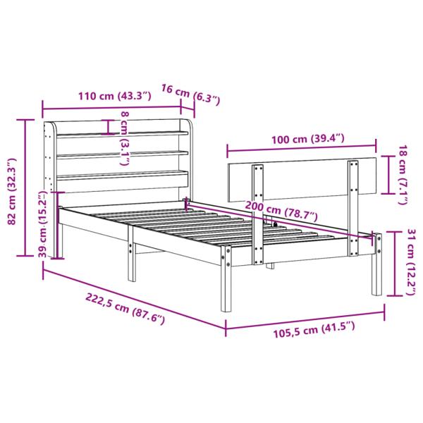 Massivholzbett ohne Matratze Weiß 100x200 cm Kiefernholz
