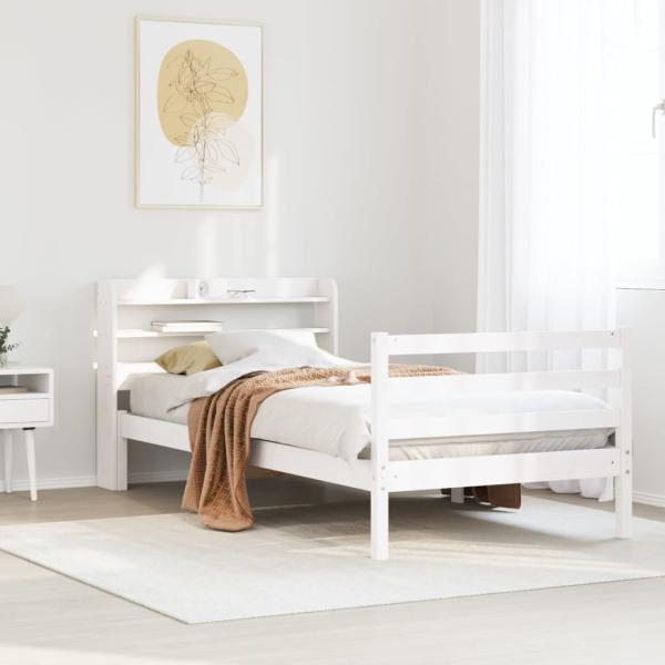ARDEBO.de - Bettgestell mit Kopfteil ohne Matratze Weiß 100x200 cm
