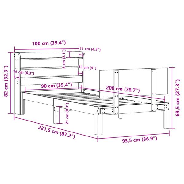 Bettgestell mit Kopfteil ohne Matratze Weiß 90x200 cm