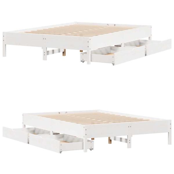 Massivholzbett ohne Matratze Weiß 120x190 cm Kiefernholz