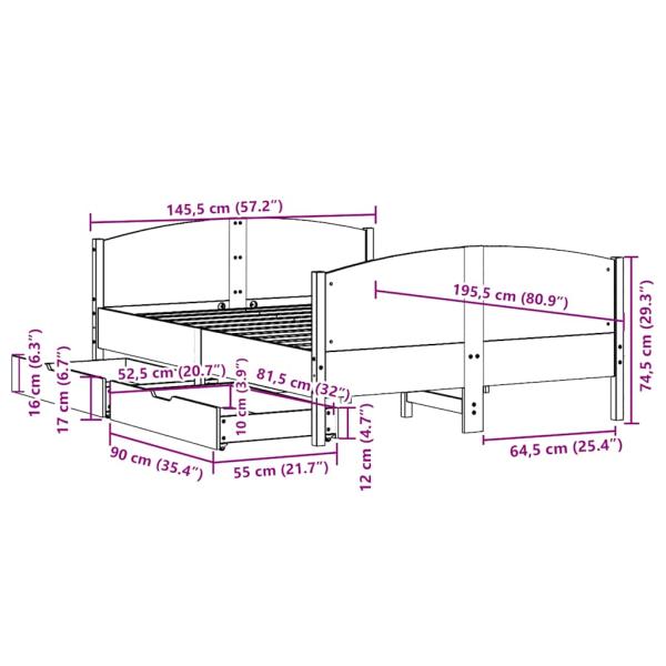 Massivholzbett ohne Matratze Weiß 140x190 cm Kiefernholz