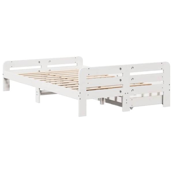 Massivholzbett ohne Matratze Weiß 135x190 cm Kiefernholz