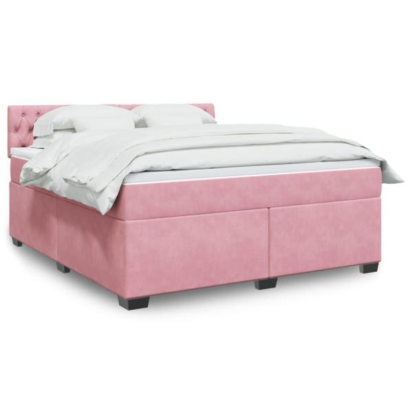 ARDEBO.de - Boxspringbett mit Matratze Rosa 180x200 cm Samt