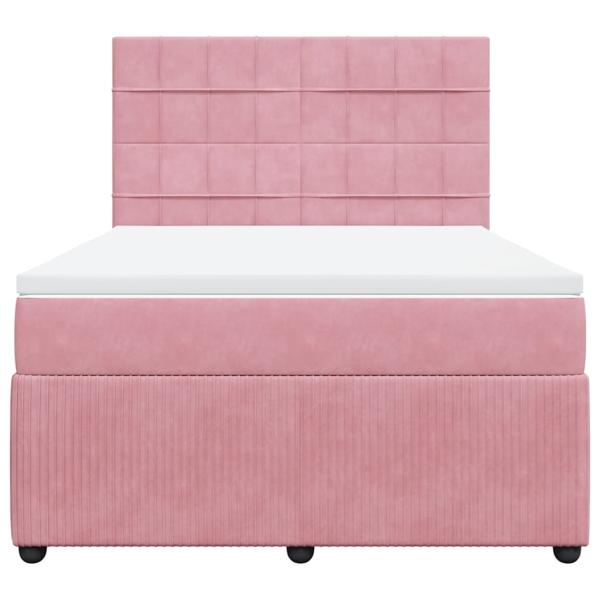 Boxspringbett mit Matratze Rosa 140x200 cm Samt