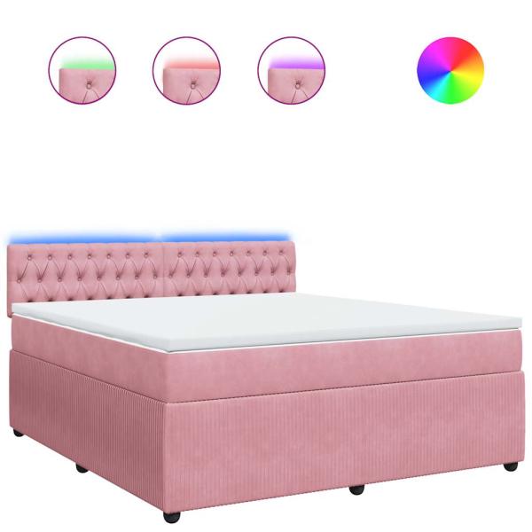 Boxspringbett mit Matratze Rosa 180x200 cm Samt