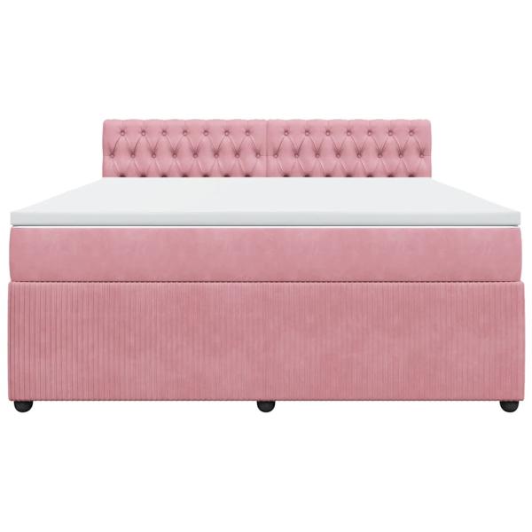 Boxspringbett mit Matratze Rosa 180x200 cm Samt