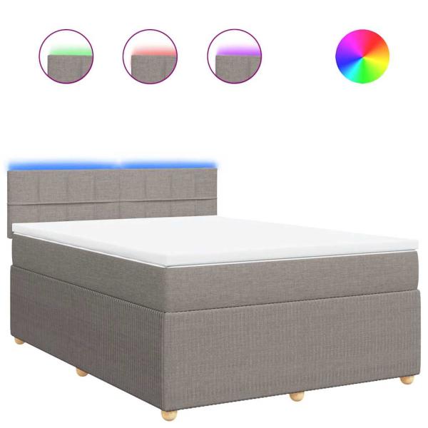 ARDEBO.de - Boxspringbett mit Matratze Taupe 140x200 cm Stoff