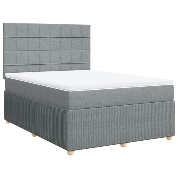 ARDEBO.de - Boxspringbett mit Matratze Hellgrau 140x200 cm Stoff