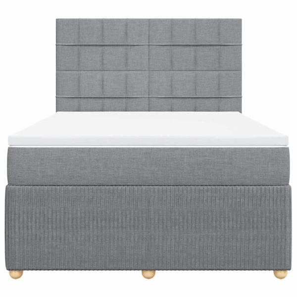 Boxspringbett mit Matratze Hellgrau 140x200 cm Stoff