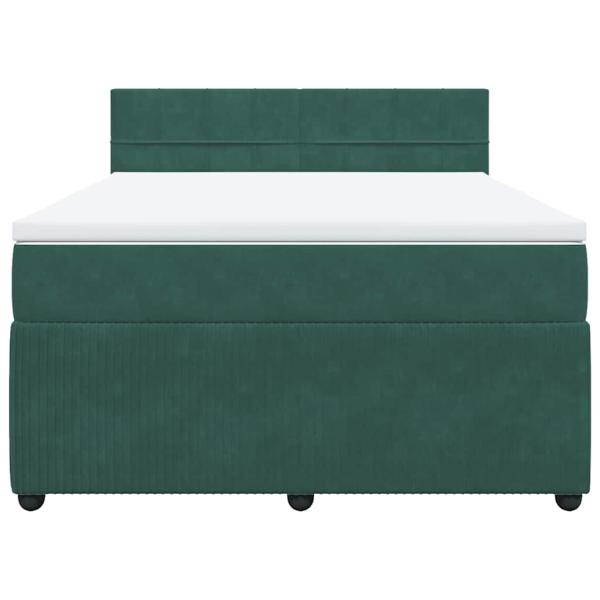 Boxspringbett mit Matratze Dunkelgrün 140x200 cm Samt