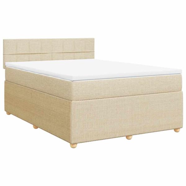 ARDEBO.de - Boxspringbett mit Matratze Creme 140x200 cm Stoff