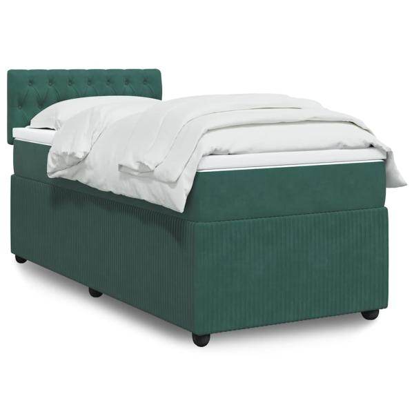 ARDEBO.de - Boxspringbett mit Matratze Dunkelgrün 90x200 cm Samt