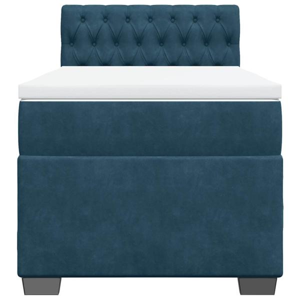 Boxspringbett mit Matratze Blau 90x200 cm Samt