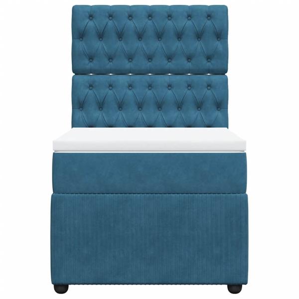 Boxspringbett mit Matratze Blau 90x200 cm Samt