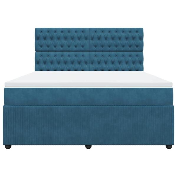 Boxspringbett mit Matratze Blau 180x200 cm Samt