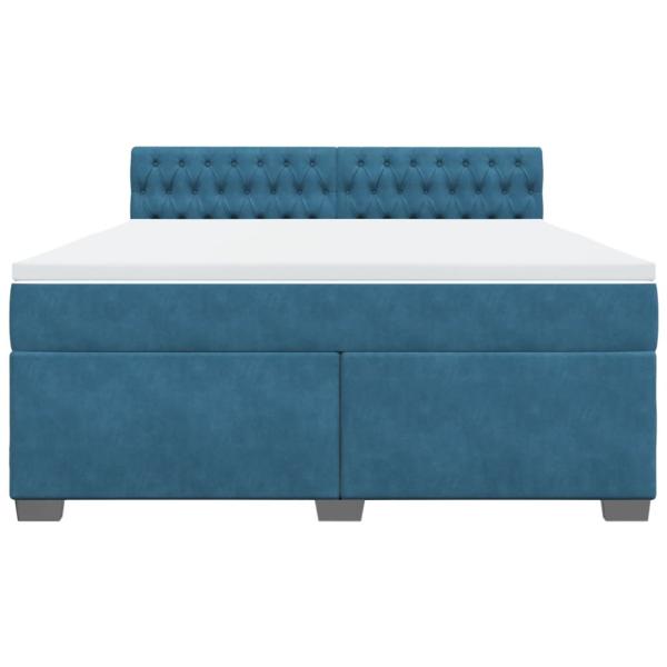 Boxspringbett mit Matratze Blau 180x200 cm Samt