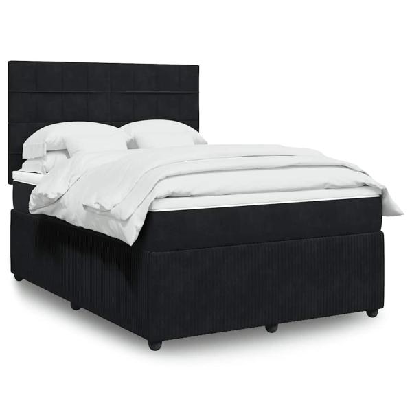 ARDEBO.de - Boxspringbett mit Matratze Schwarz 140x200 cm Samt