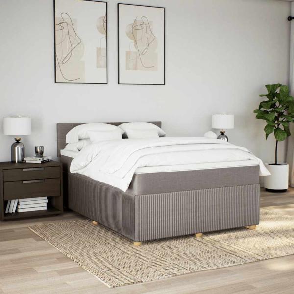 Boxspringbett mit Matratze Taupe 140x200 cm Stoff