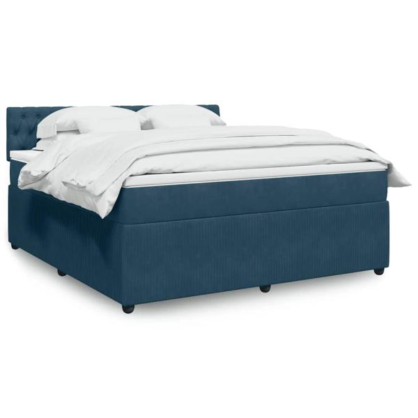 ARDEBO.de - Boxspringbett mit Matratze Blau 180x200 cm Samt