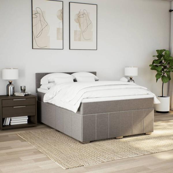 ARDEBO.de - Boxspringbett mit Matratze Taupe 140x200 cm Stoff