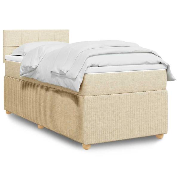 ARDEBO.de - Boxspringbett mit Matratze Creme 90x200 cm Stoff