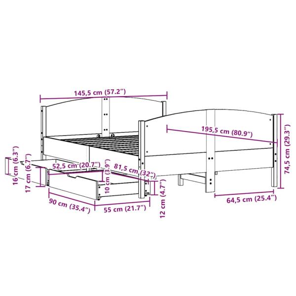 Massivholzbett ohne Matratze 140x190 cm Kiefernholz