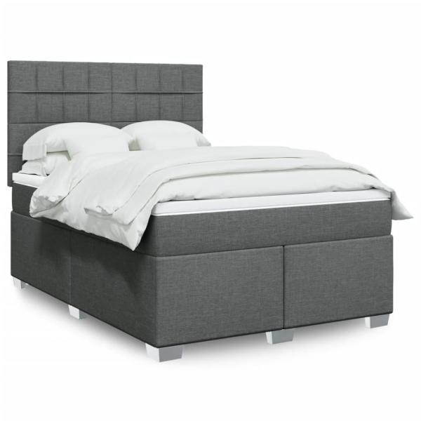 ARDEBO.de - Boxspringbett mit Matratze Dunkelgrau 160x200 cm Stoff