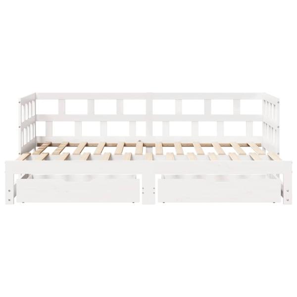 Tagesbett Ausziehbar mit Schubladen ohne Matratze Weiß 90x200cm