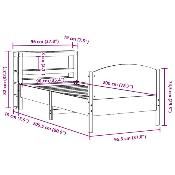Massivholzbett ohne Matratze Weiß 90x200 cm Kiefernholz